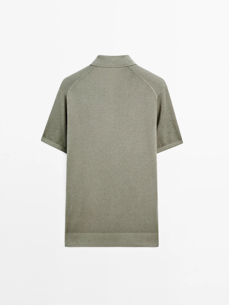 Knit V-neck polo shirt