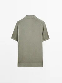 Knit V-neck polo shirt