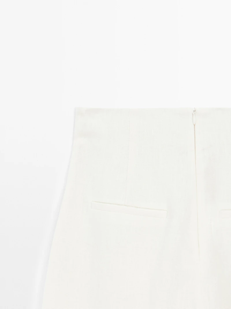 100% linen wide-leg trousers