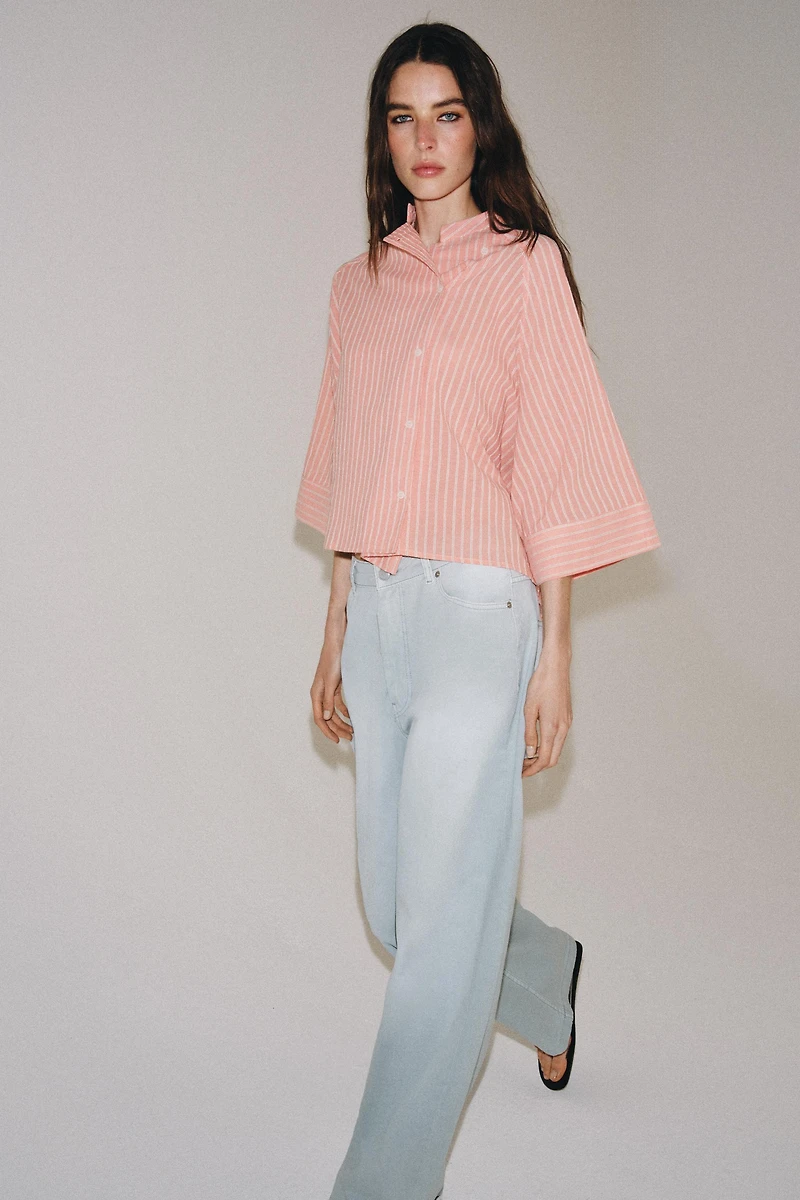 ZW COLLECTION ASYMMETRIC STRIPED SHIRT