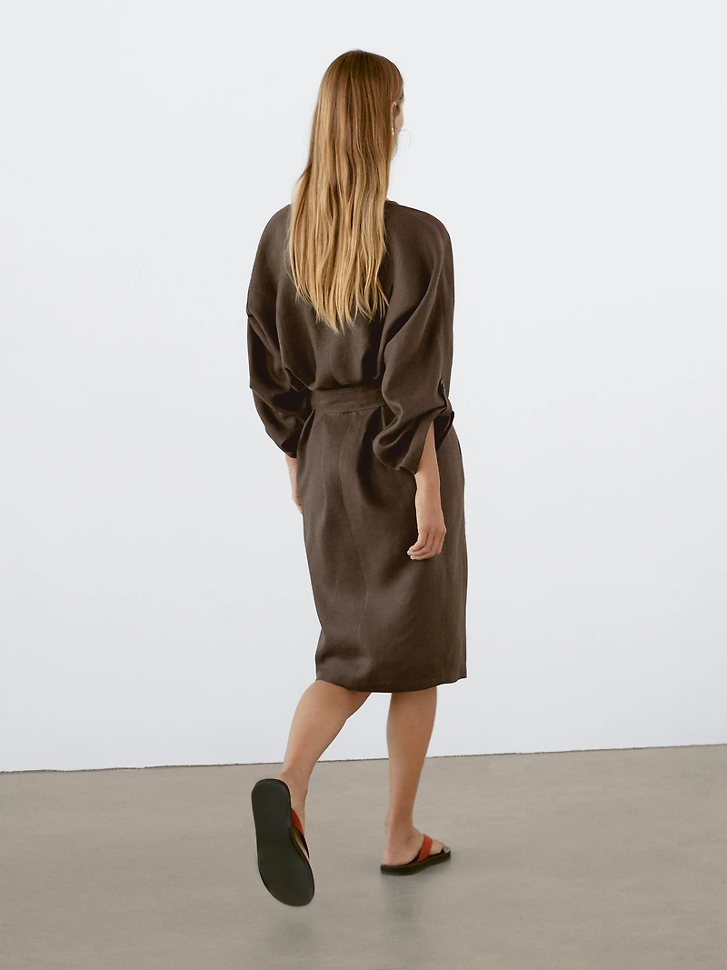 100% linen shirt dress