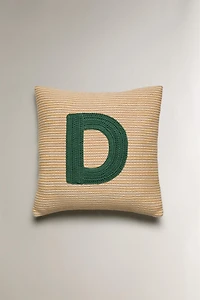 CHILDREN'S EMBROIDERED LETTER D THROW PILLOW