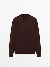 Wool blend crew neck sweater