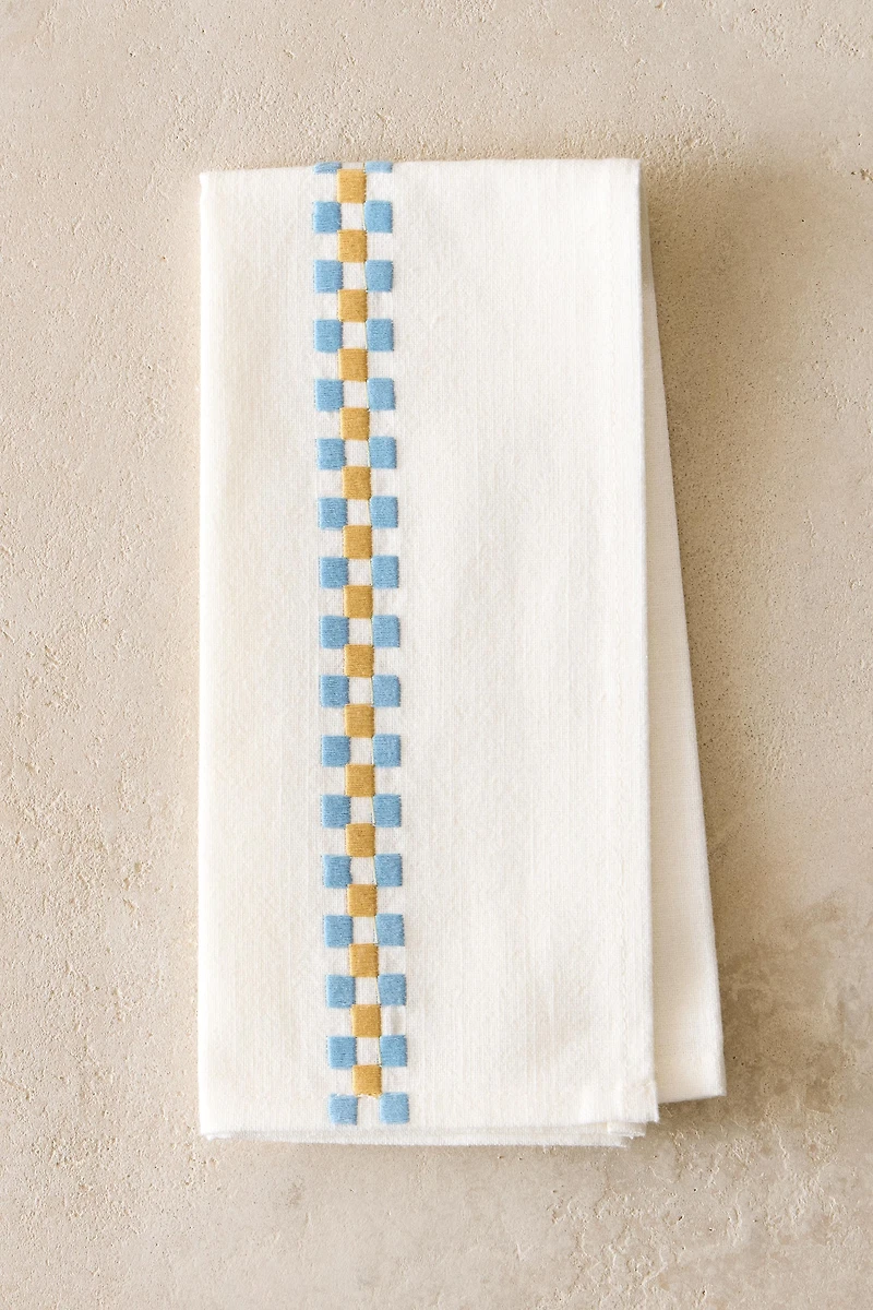 SET OF COTTON NAPKINS WITH MULTICOLORED BORDERS (SET OF 2)