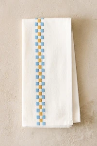 SET OF COTTON NAPKINS WITH MULTICOLORED BORDERS (SET OF 2)