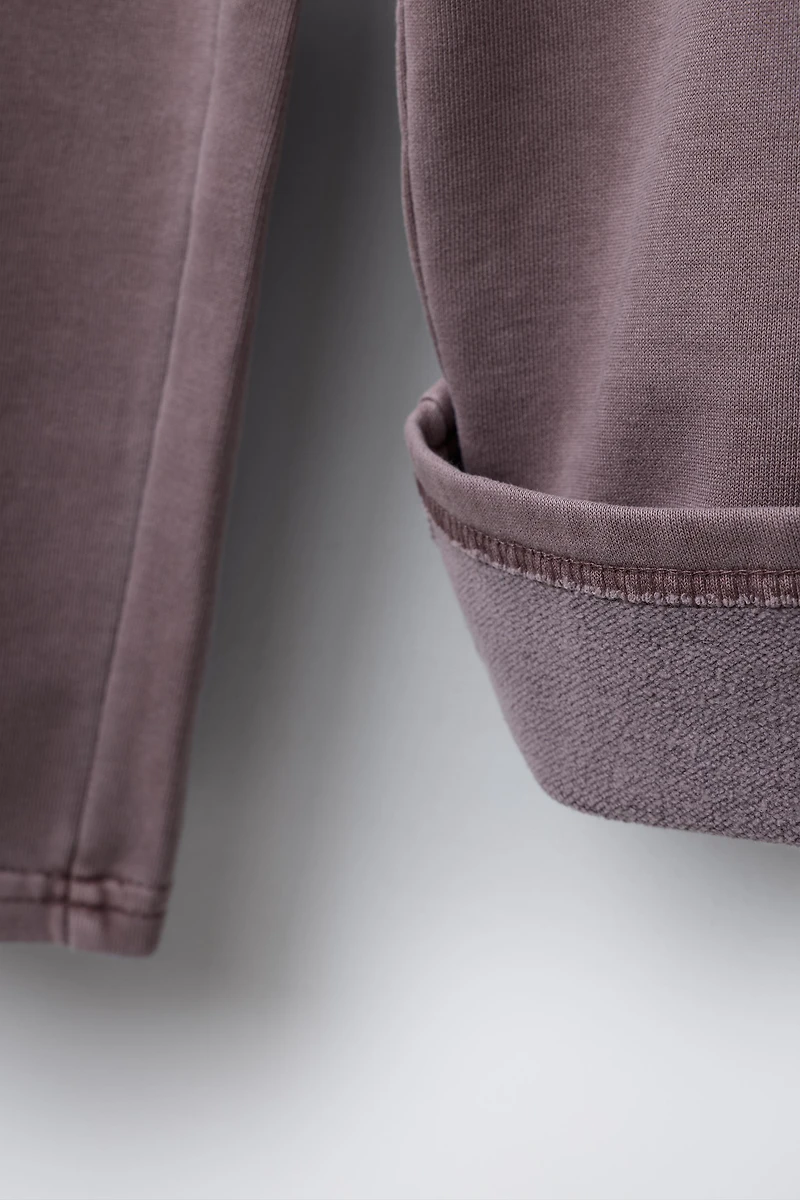 WASHED EFFECT WIDE LEG PANTS