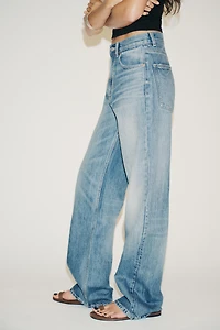 JEAN TRF À JAMBES LARGES TAILLE HAUTE LONGUEUR CHEVILLE