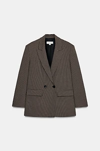 VESTE OVERSIZE À BOUTONNAGE CROISÉ ET CARREAUX