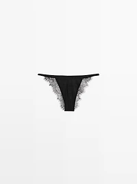 Silk blend briefs with lace detail