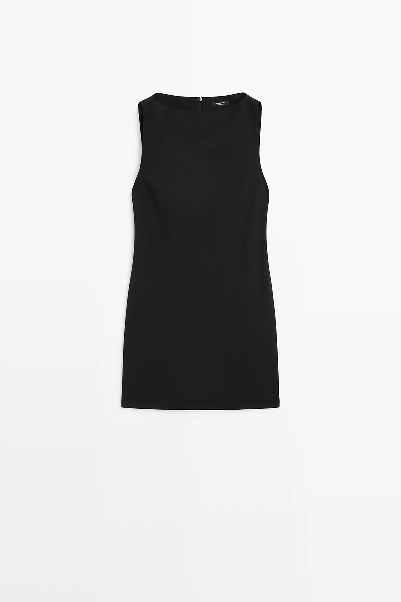 Boat neck mini dress