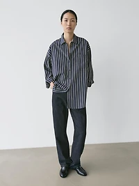 Striped flowing shirt with pocket detail