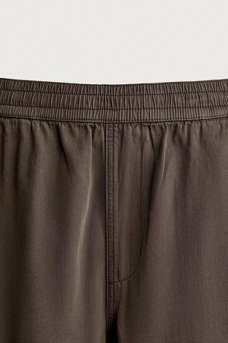 RELAXED FIT HERRINGBONE PANTS