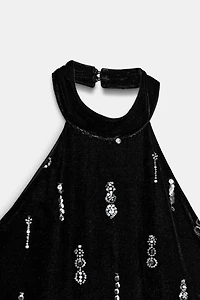 ROBE MI-LONGUE EN VELOURS AVEC FANTAISIE