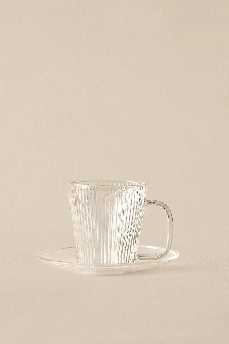 BOROSILICATE GLASS COFFEE CUP AND SAUCER