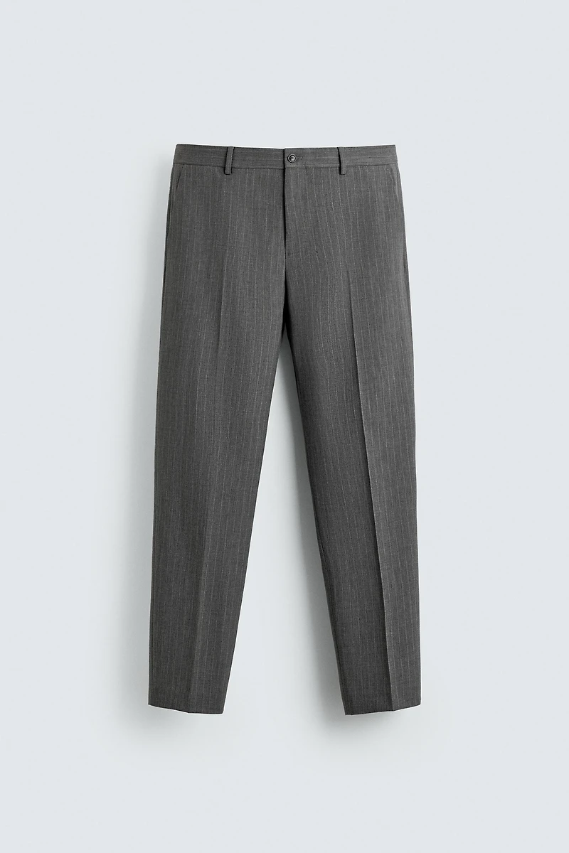 PINSTRIPE WOOL SUIT PANTS
