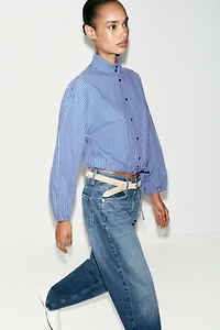 CHEMISE À CARREAUX ET MANCHES BOUFFANTES