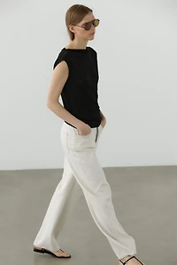 Lightweight asymmetric metallic-effect T-shirt