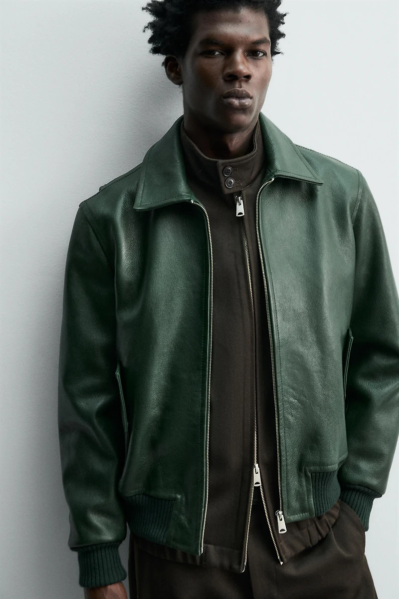 BLOUSON BOMBER EN CUIR