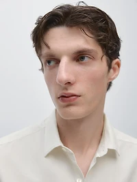 Regular fit linen blend shirt