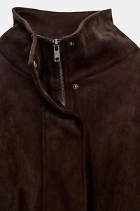 FAUX SUEDE JACKET WITH SHOULDER TABS
