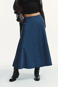 PLAID PLEATED MIDI SKIRT