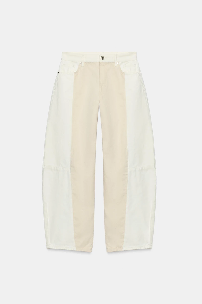 ZW COLLECTION MID-RISE PATCHWORK BARREL JEANS