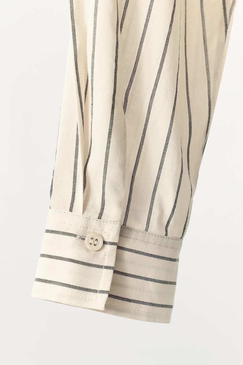 EMBROIDERED LACE STRIPED SHIRT