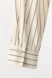 EMBROIDERED LACE STRIPED SHIRT