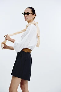 PLEATED BELT SHORTS