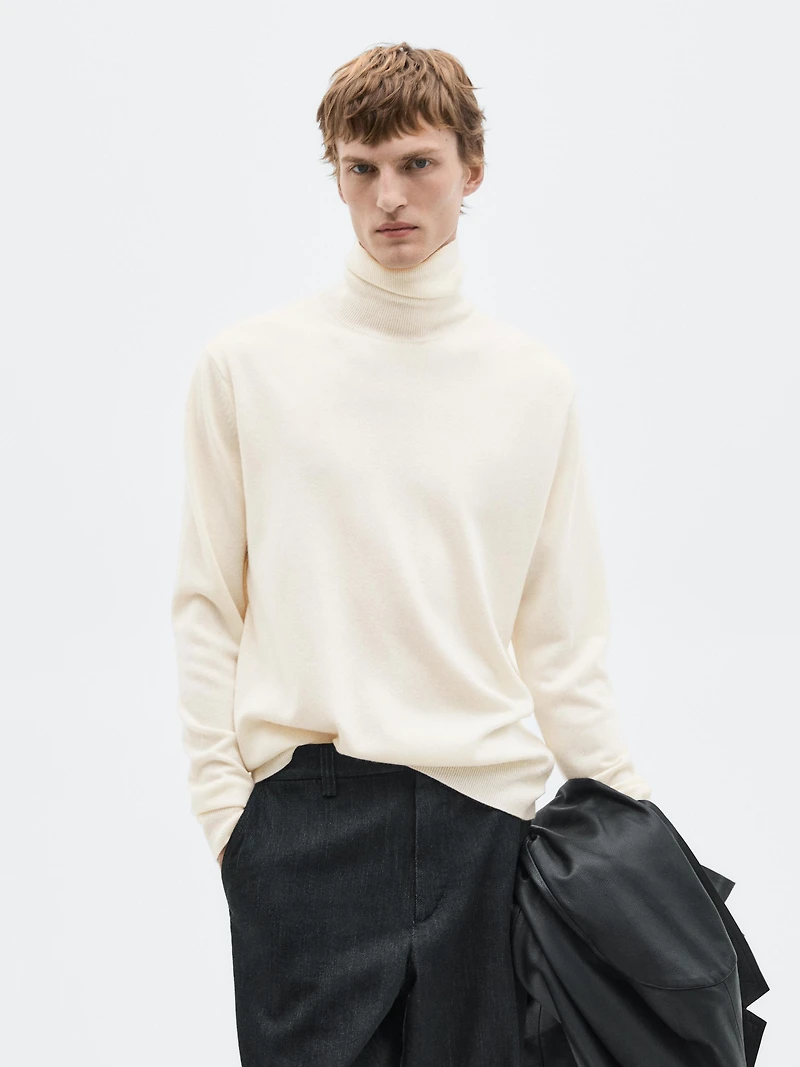 Knit wool and cashmere sweater with high neck - LIMITED
