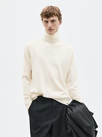 Knit wool and cashmere sweater with high neck - LIMITED