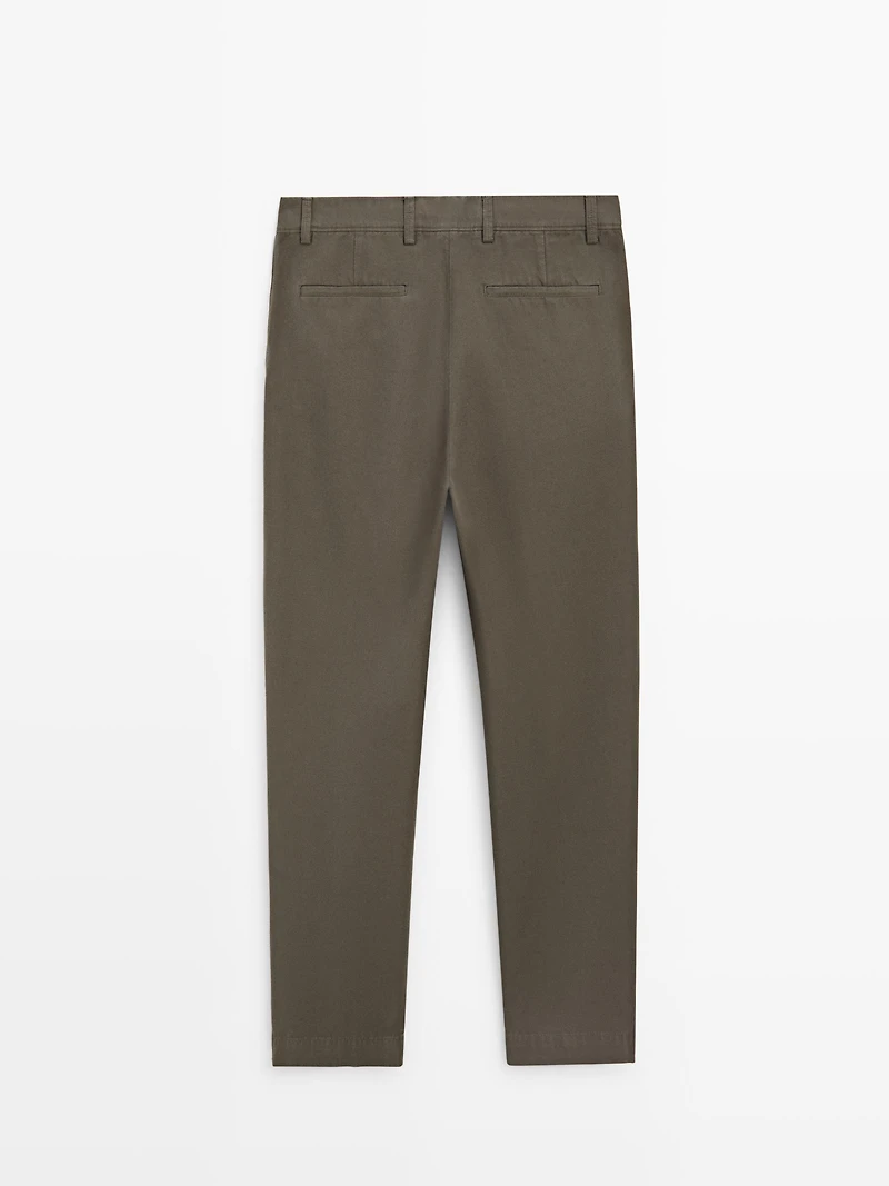 Pantalon tapered fit coton