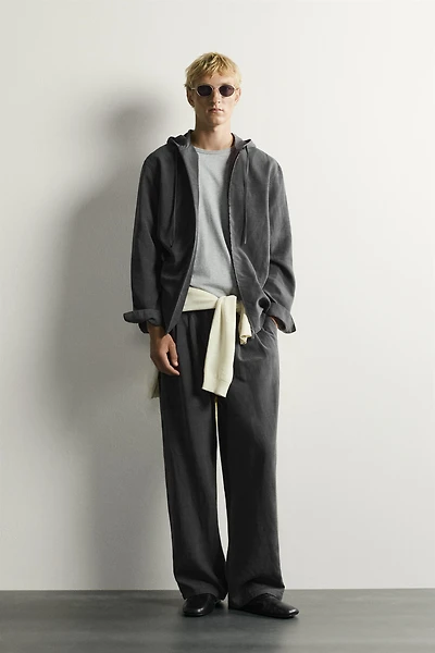 STRIPED FLUID HOODIE OVERSHIRT