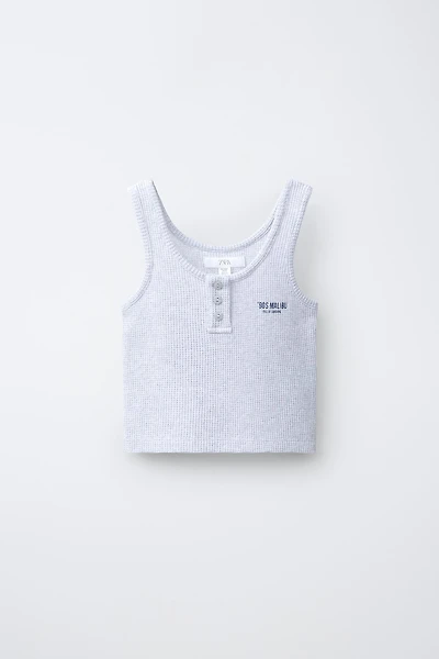 TEXT PRINT WAFFLE TOP