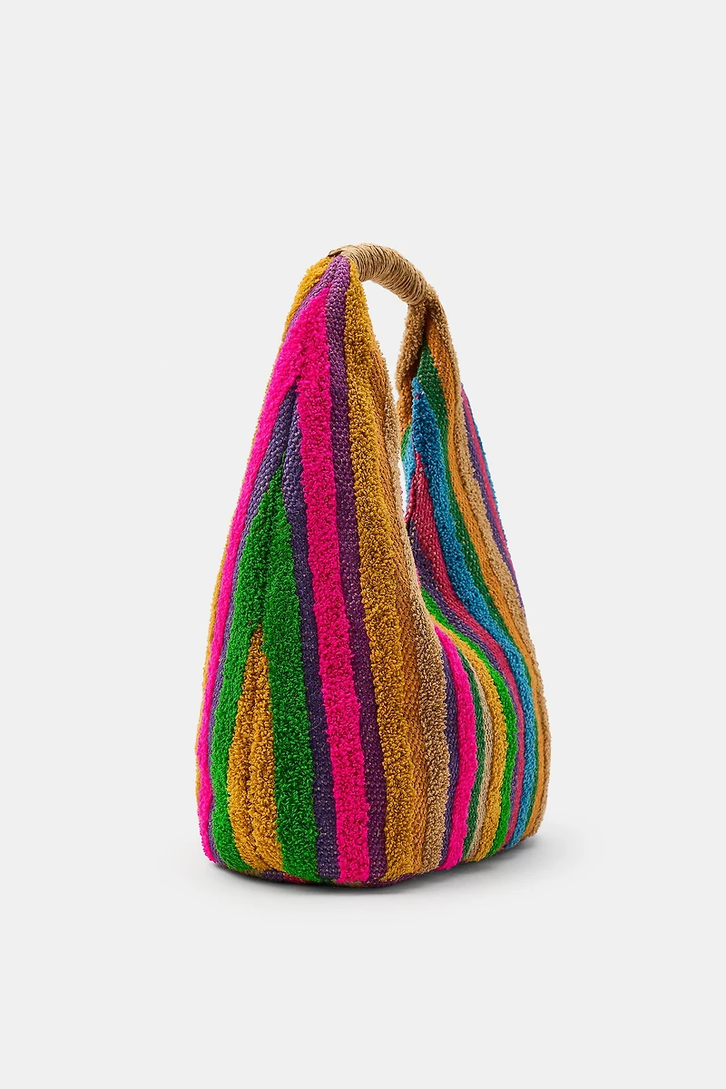 100% JUTE STRIPED PRINT BAG