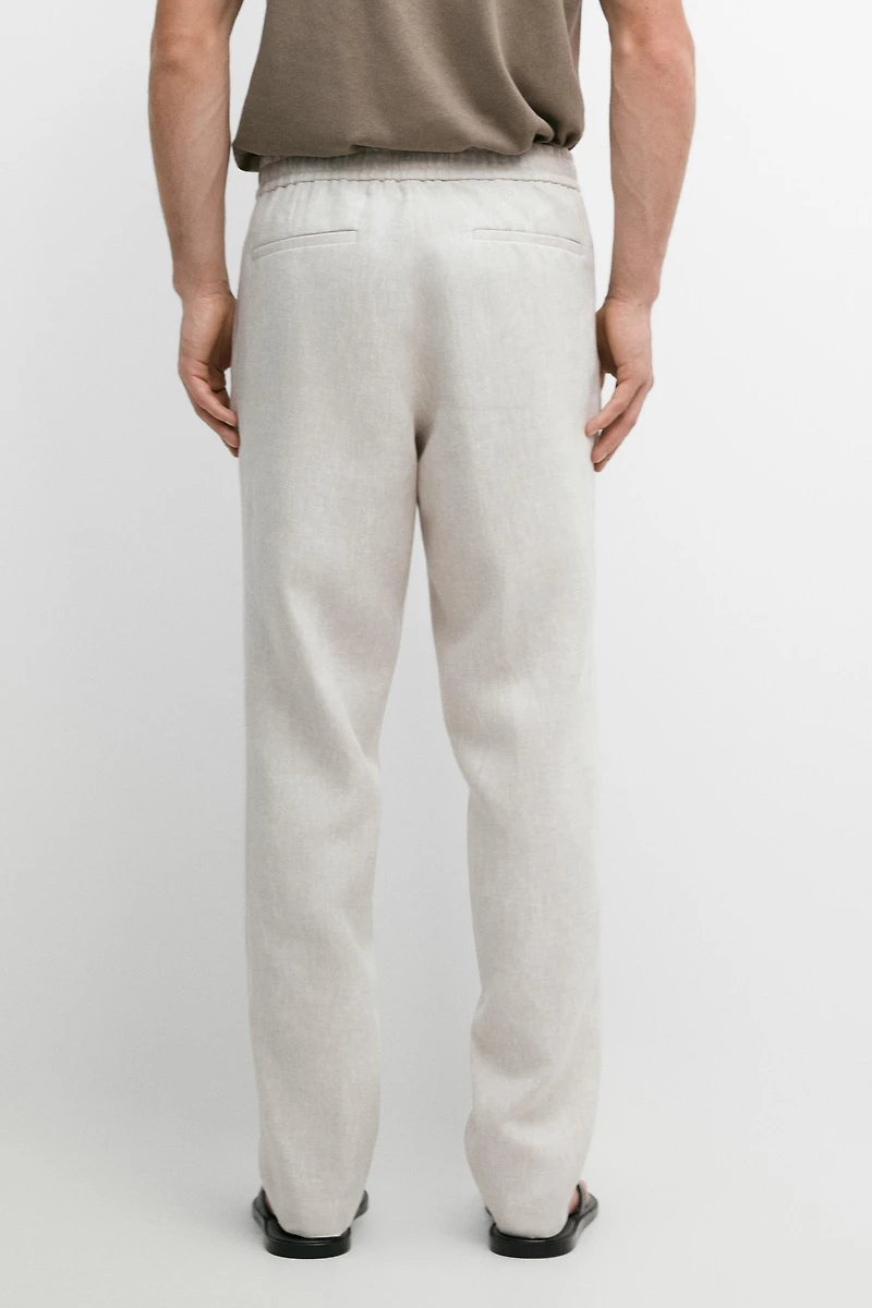 Linen jogger fit trousers