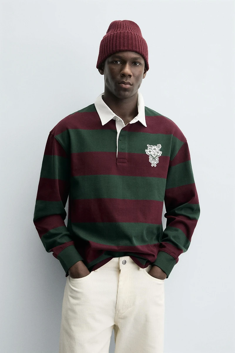 STRIPED PATCH POLO SHIRT