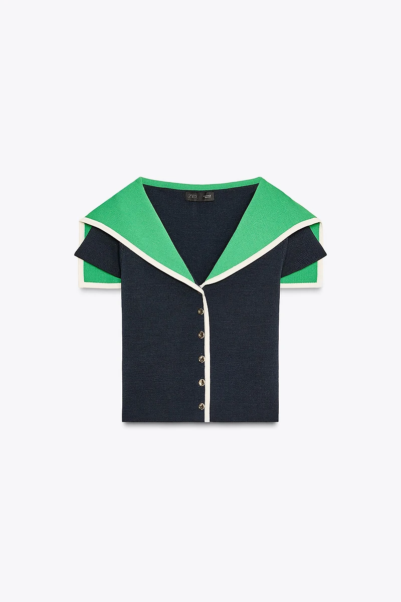 TOP EN MAILLE REVERS CONTRASTANT