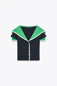 TOP EN MAILLE REVERS CONTRASTANT