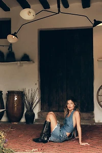 LACE-UP DENIM TOP