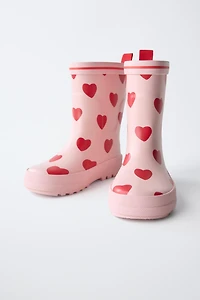 HEART PRINT RAIN BOOTS