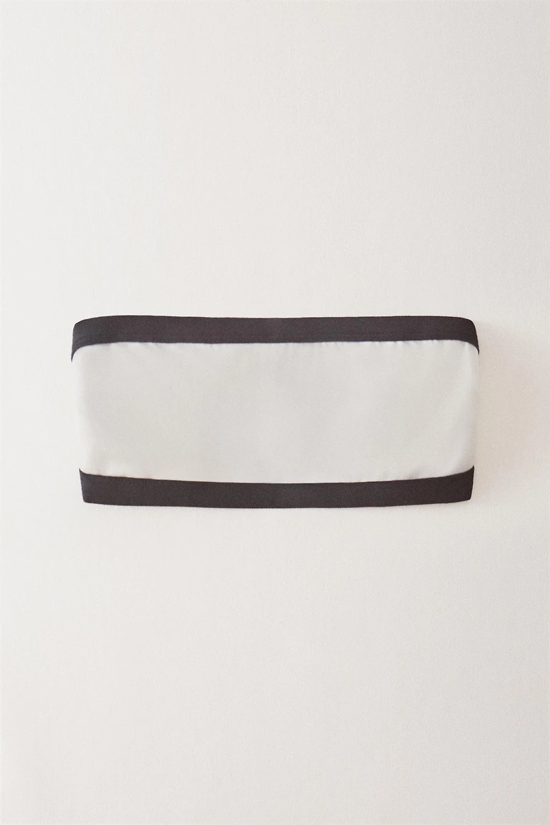 PLAIN CONTRAST BAND BANDEAU BEACH BIKINI TOP