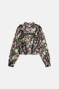FLORAL PRINT RUFFLED BLOUSE