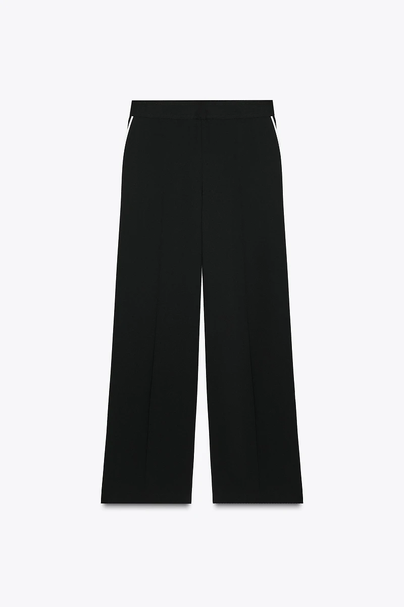 CONTRAST PIPED PANTS