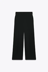 CONTRAST PIPED PANTS