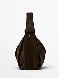Grand sac porté épaule en croûte de cuir