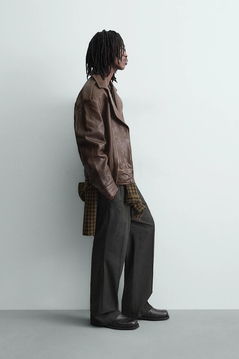 OVERSIZED LEATHER BIKER JACKET