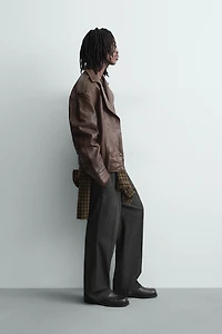 OVERSIZED LEATHER BIKER JACKET