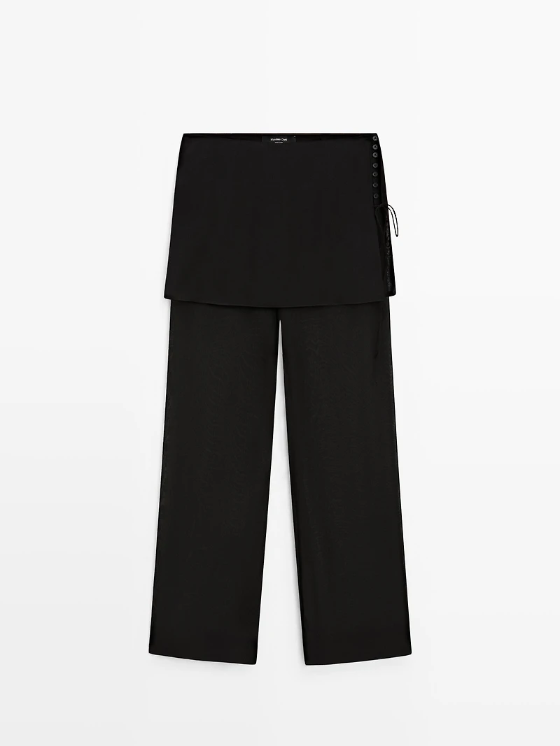 Pantalon fluide contrastant soie