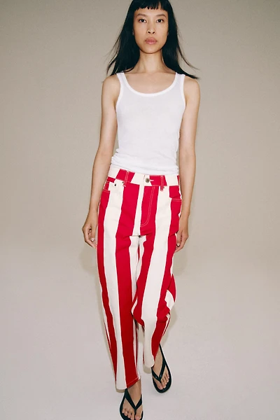 ZW COLLECTION MID-RISE TAPERED STRIPE JEANS